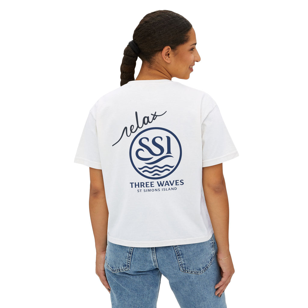 Sun, Salt & Sand Women's Boxy Tee, Relaxed Summer Shirt, Beach Vacation Top, Casual Graphic Tee, Gift for Beach Lovers