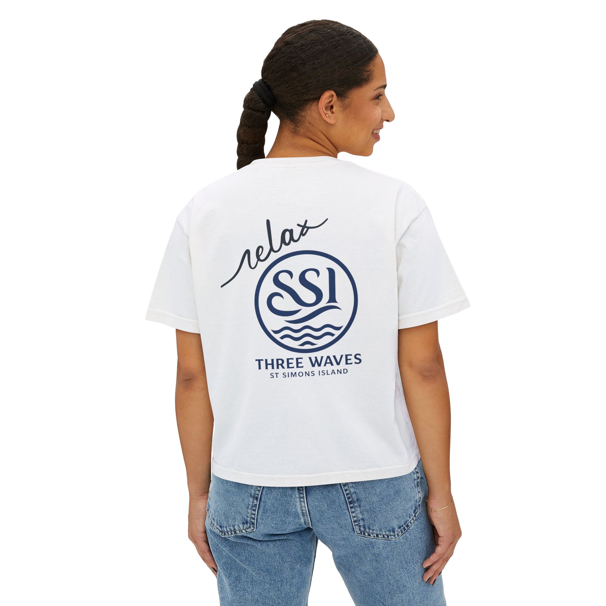 Sun, Salt & Sand Women's Boxy Tee, Relaxed Summer Shirt, Beach Vacation Top, Casual Graphic Tee, Gift for Beach Lovers