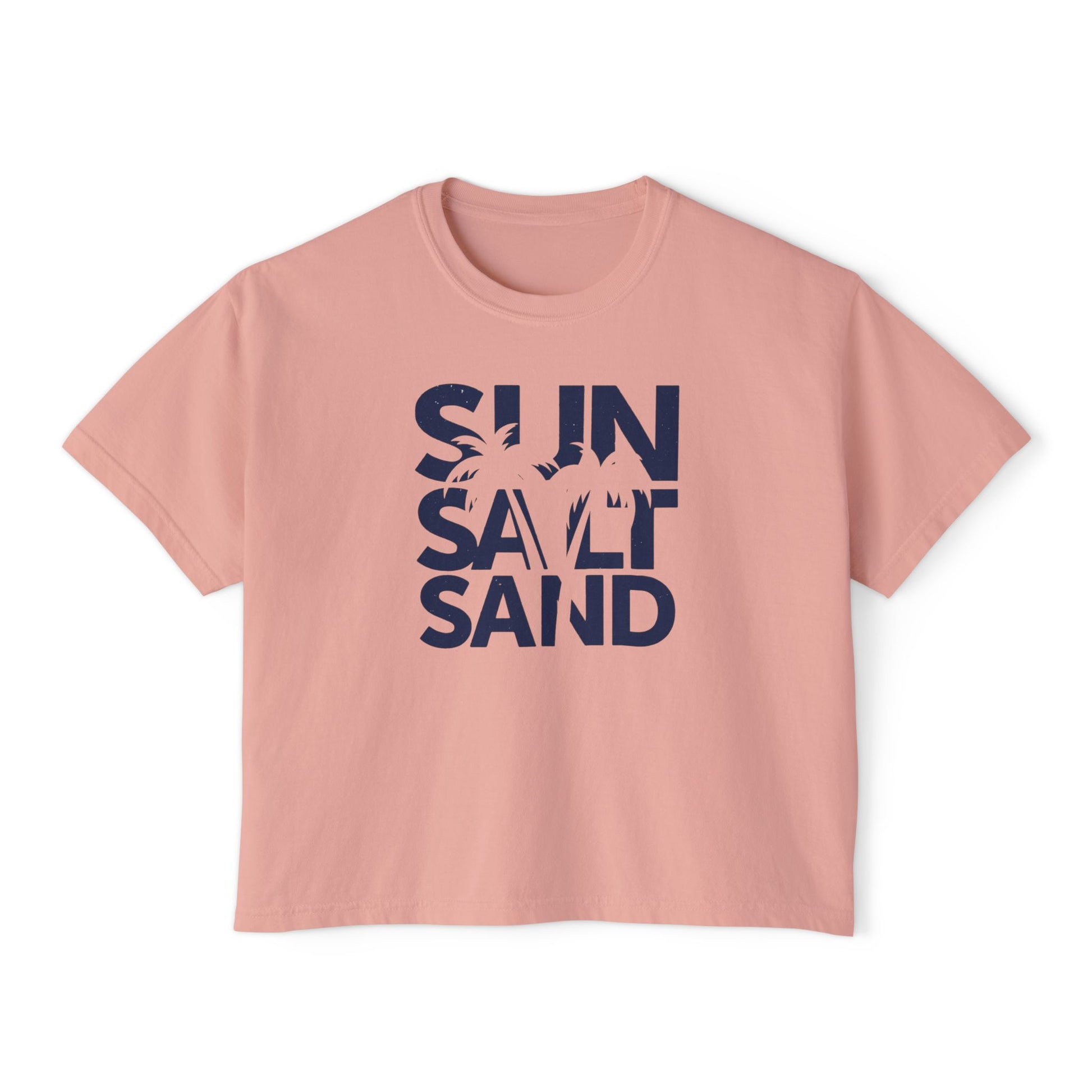 Sun, Salt & Sand Women's Boxy Tee, Relaxed Summer Shirt, Beach Vacation Top, Casual Graphic Tee, Gift for Beach Lovers