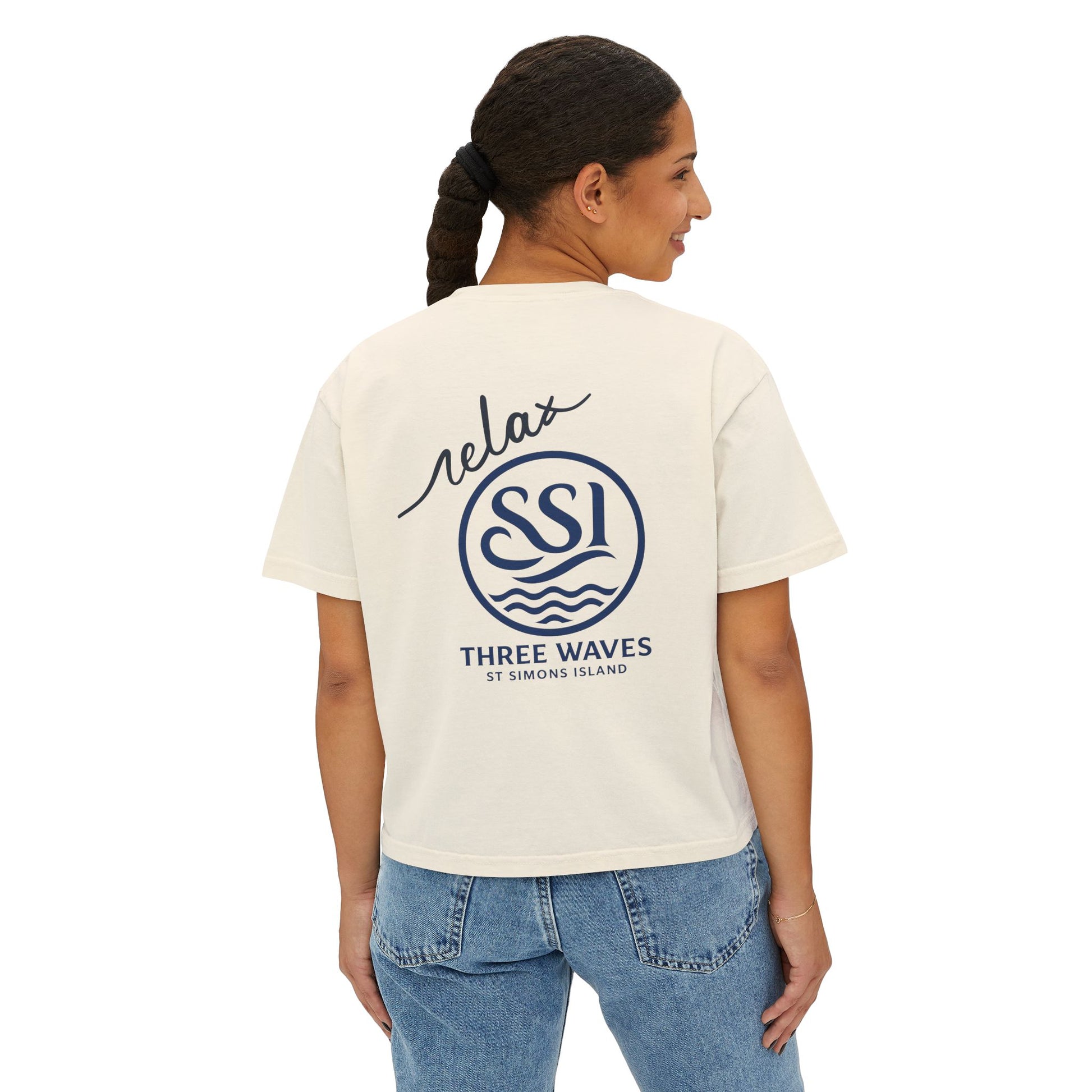 Sun, Salt & Sand Women's Boxy Tee, Relaxed Summer Shirt, Beach Vacation Top, Casual Graphic Tee, Gift for Beach Lovers