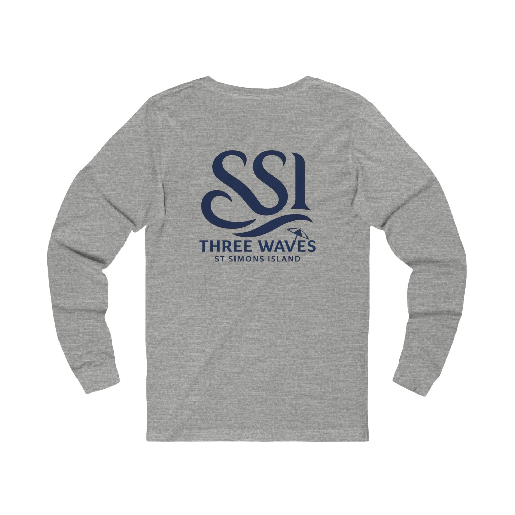 Unisex Long Sleeve Tee with Three Waves Design, Casual Wear, Beach Lover Gift, Summer Outing Shirt, Travel and Adventure Tee