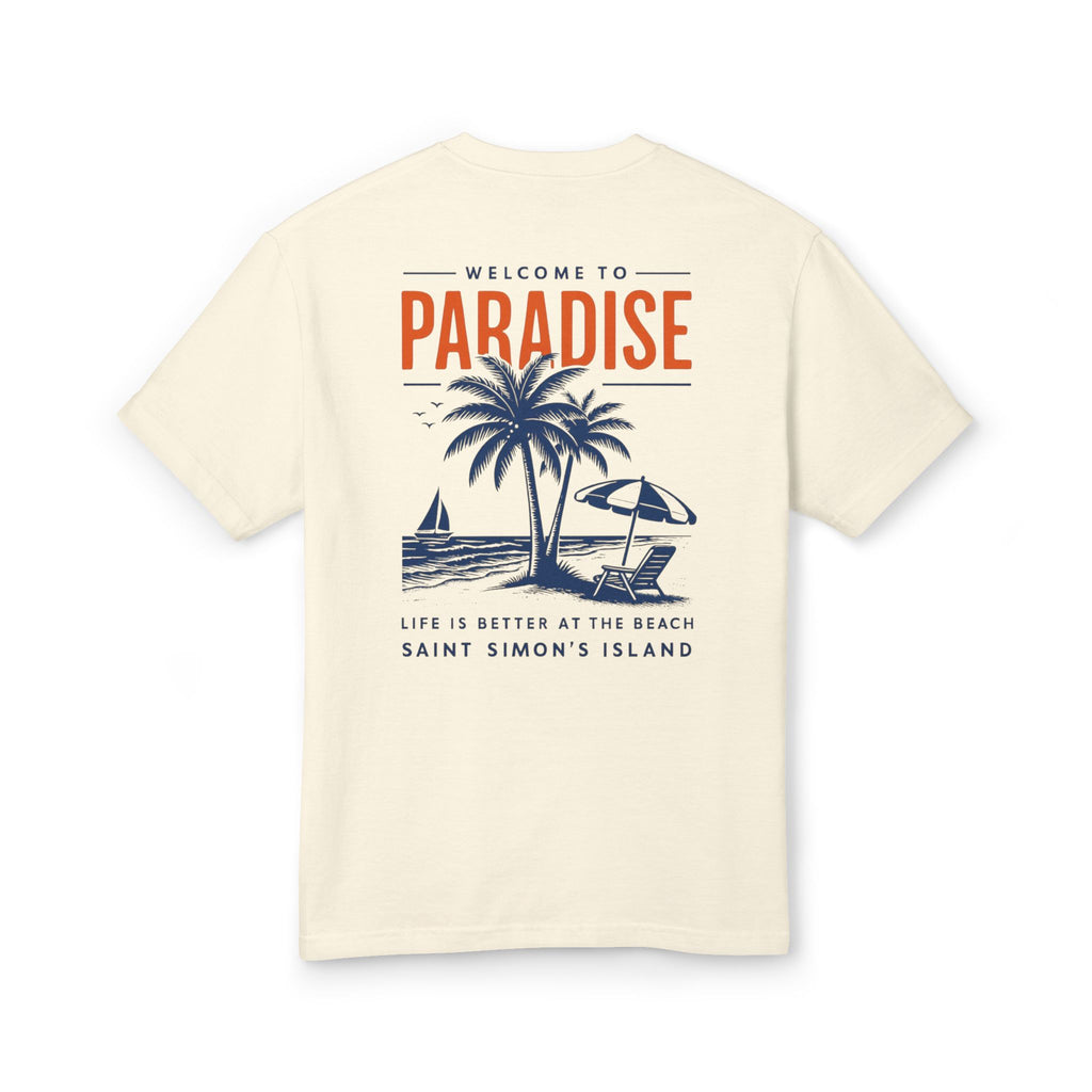 Paradise Beach Graphic Tee - Unisex Heavyweight Cotton Shirt, Summer Vibes, Vacation Apparel, Beach Lover Gift, Casual Style