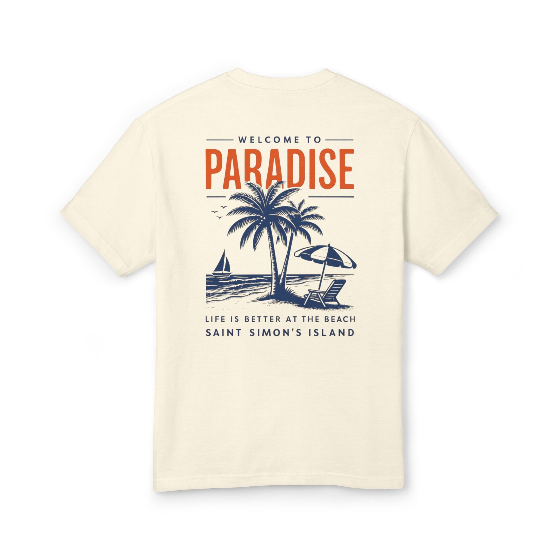 Paradise Beach Graphic Tee - Unisex Heavyweight Cotton Shirt, Summer Vibes, Vacation Apparel, Beach Lover Gift, Casual Style