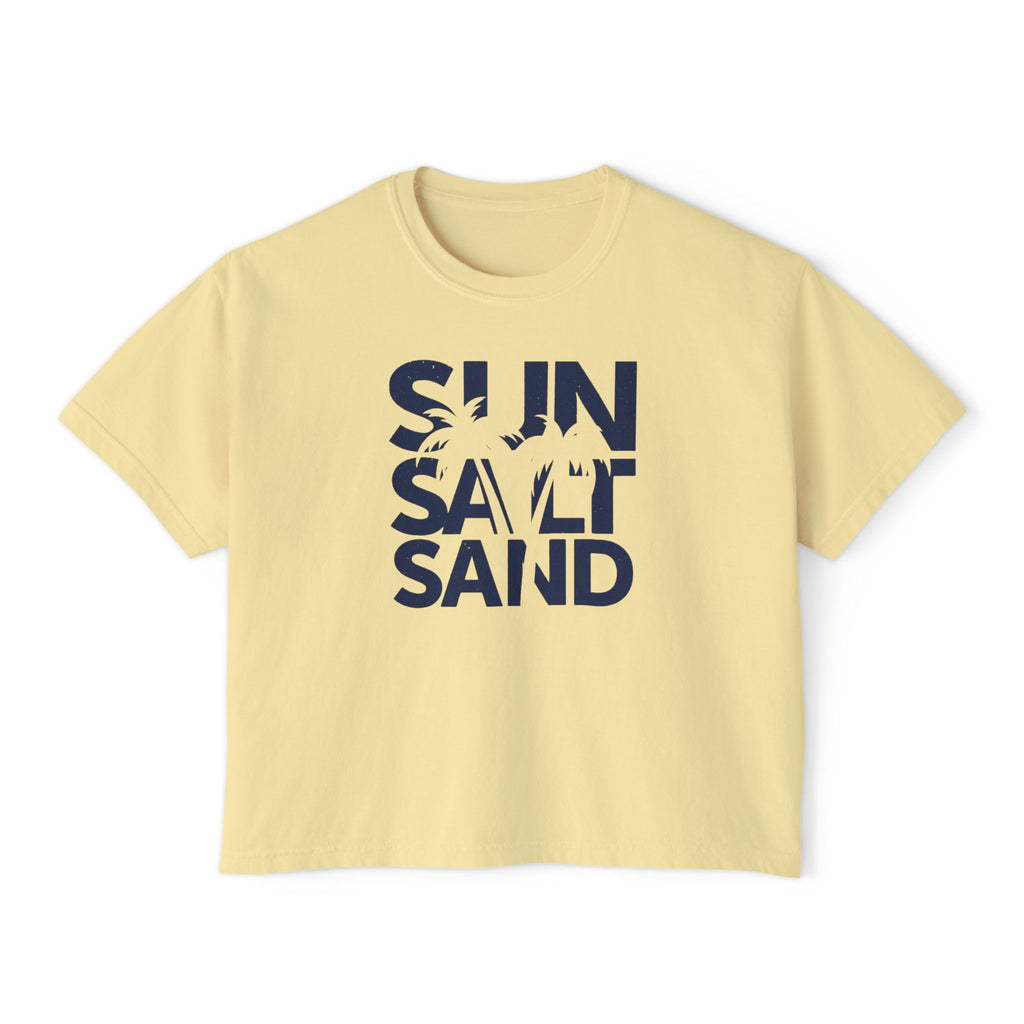 Sun, Salt & Sand Women's Boxy Tee, Relaxed Summer Shirt, Beach Vacation Top, Casual Graphic Tee, Gift for Beach Lovers