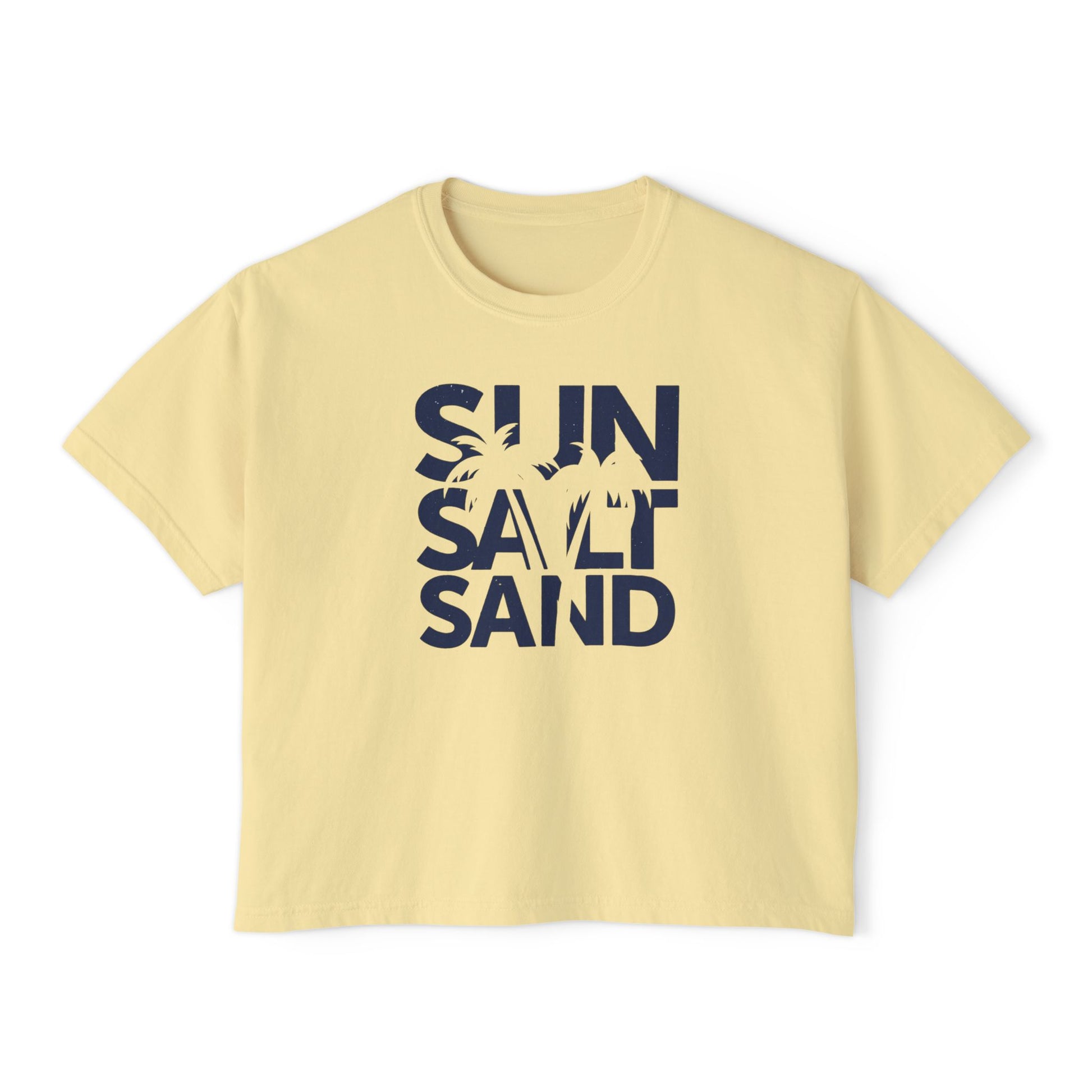 Sun, Salt & Sand Women's Boxy Tee, Relaxed Summer Shirt, Beach Vacation Top, Casual Graphic Tee, Gift for Beach Lovers