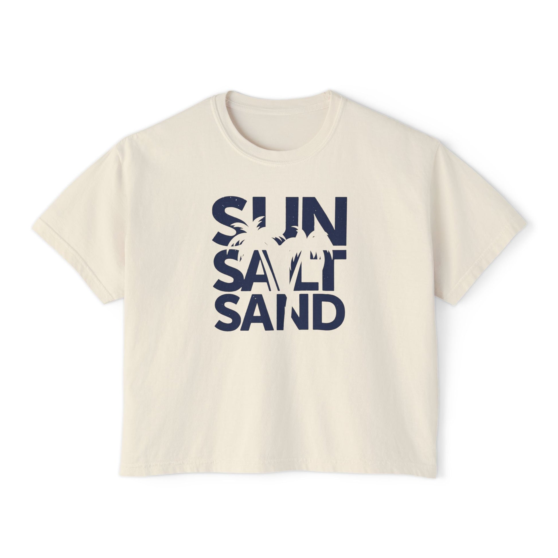 Sun, Salt & Sand Women's Boxy Tee, Relaxed Summer Shirt, Beach Vacation Top, Casual Graphic Tee, Gift for Beach Lovers