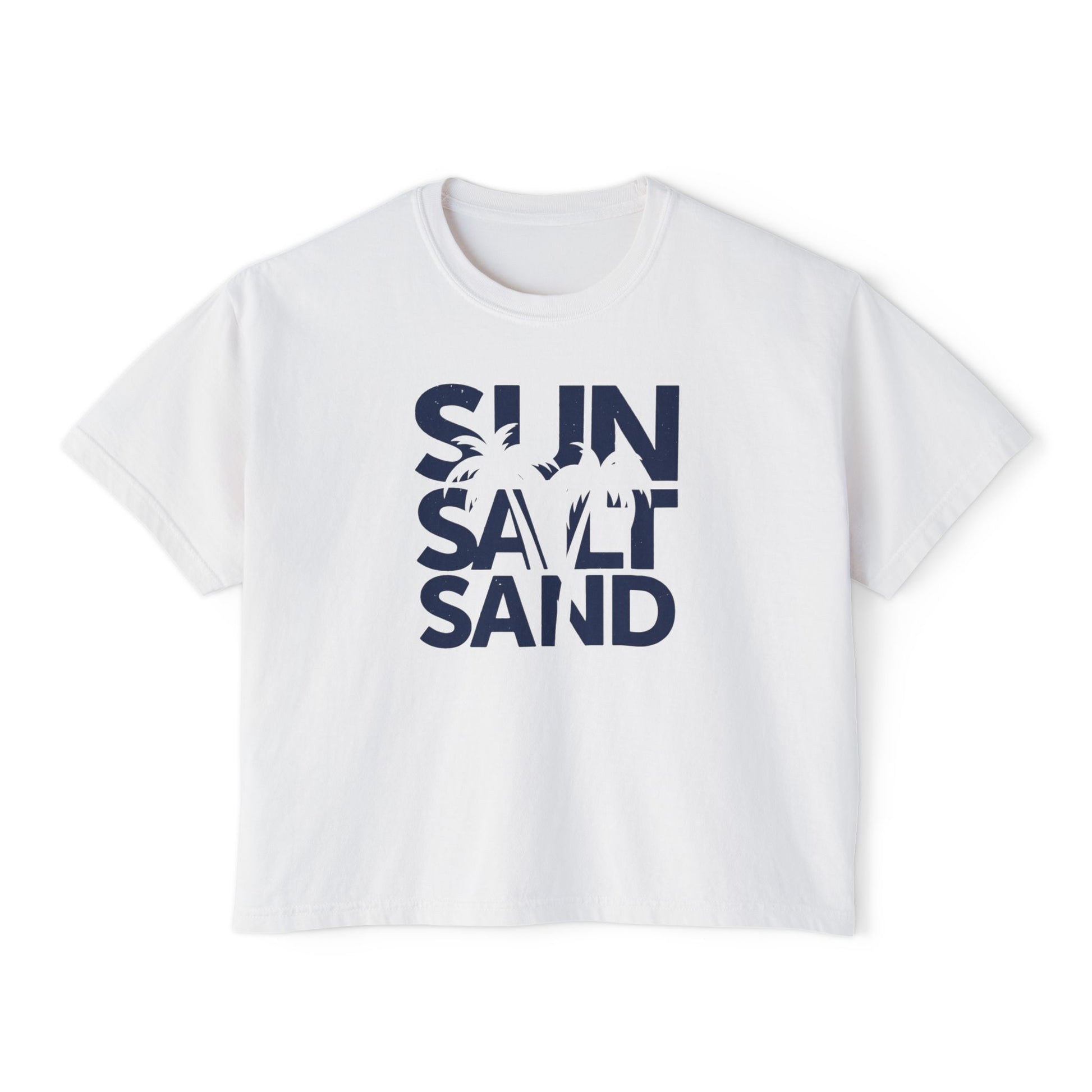 Sun, Salt & Sand Women's Boxy Tee, Relaxed Summer Shirt, Beach Vacation Top, Casual Graphic Tee, Gift for Beach Lovers